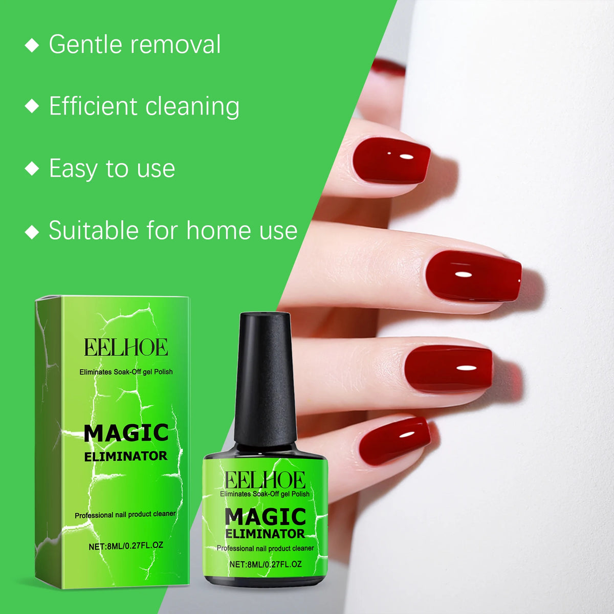 Gentle Nail Gel Remover Soak Off Solution for Acrylic Builder Gel Easy Removal Without Damaging Nails No Residue Fast Acting 8ml
