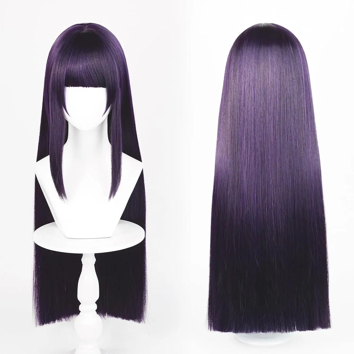Anime Cosplay Wig Long Straight Flat Bang Synthetic Wig Anime Black Hair Wigs