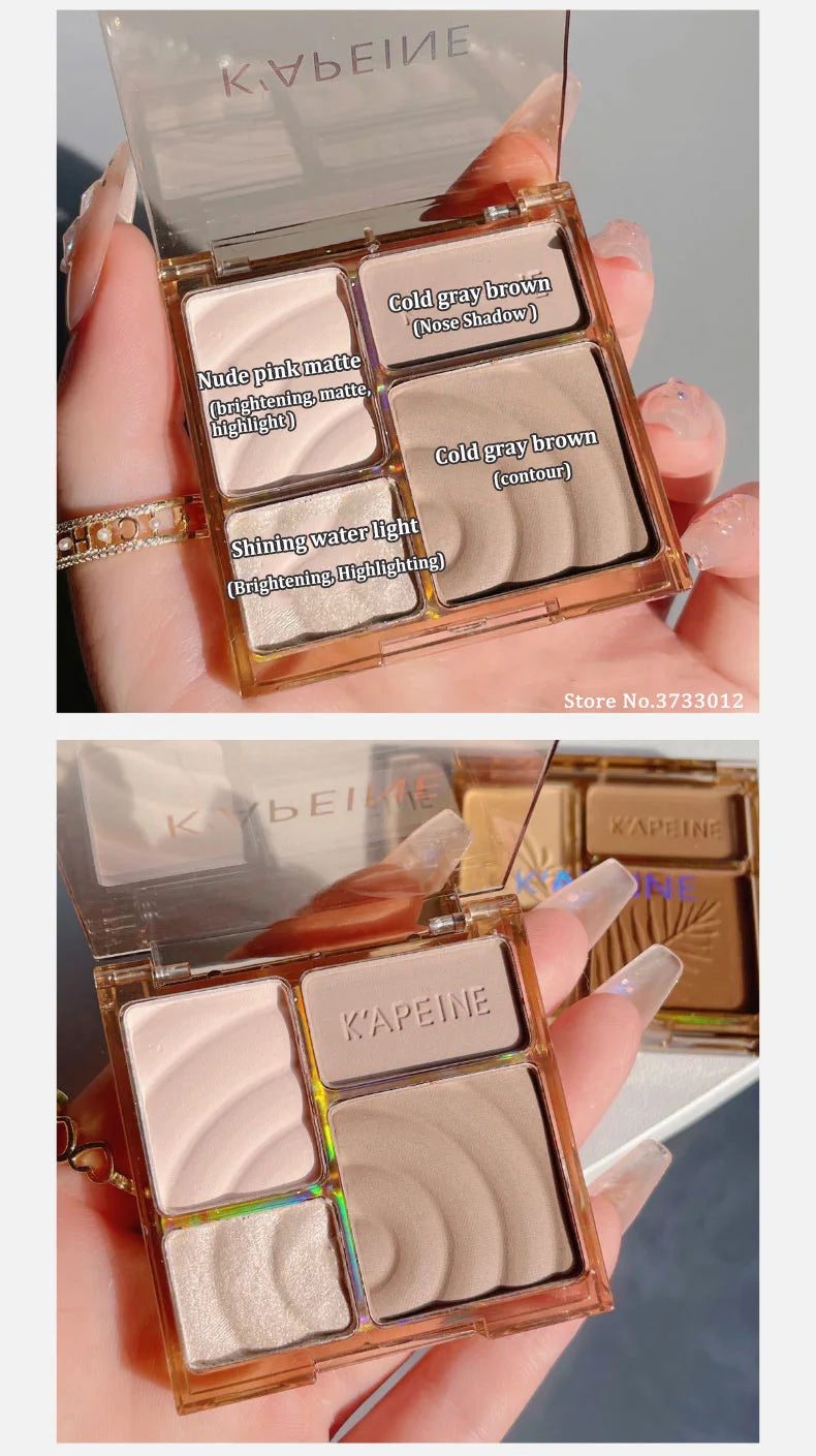 4Colors Matte Highlighter Contour 3D Facial Bronzer Brightening Glitter Highlight Palette Eye Shadow Nose Powder Makeup Cosmetic