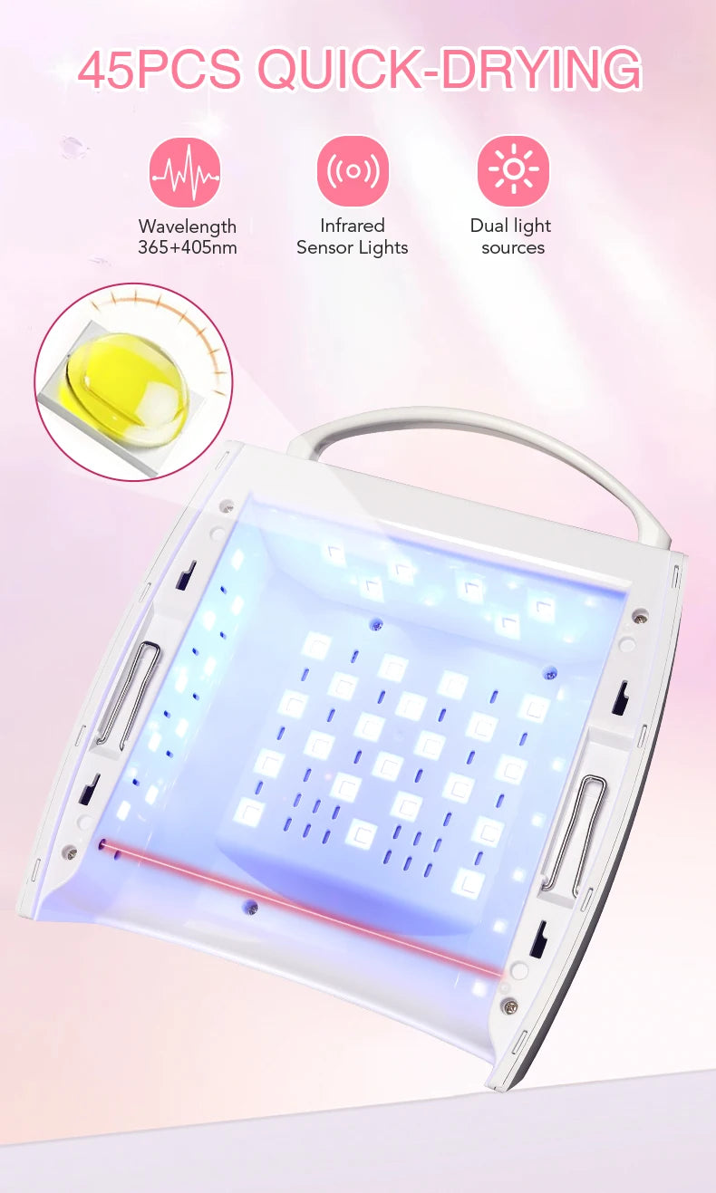 54W Cordless UV LED Nail Lamp with 30 Beads Rechargeable Professional Nail Dryer with 3 Timer Settings for Home and Salon Use