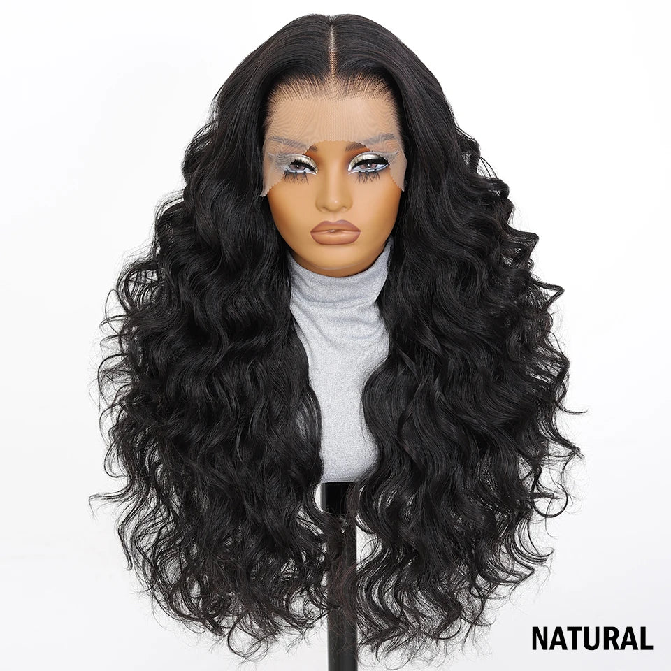99J Burgundy Synthetic Lace Frontal Wig 13x6 Body Wave Long Deep Wavy Ombre Black Lace Wigs for Women Heat Resistant Cosplay Wig