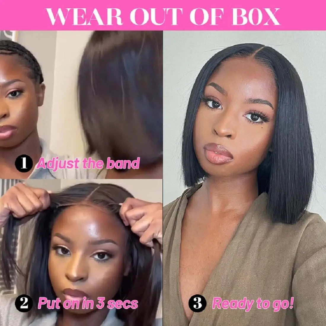 ISEE Hair Wear Go Human Hair Wigs Pre Cut PrePlucked Bone Straight Bob Wigs Transparent 7X5 Lace Front Glueless Wig Ready To Go