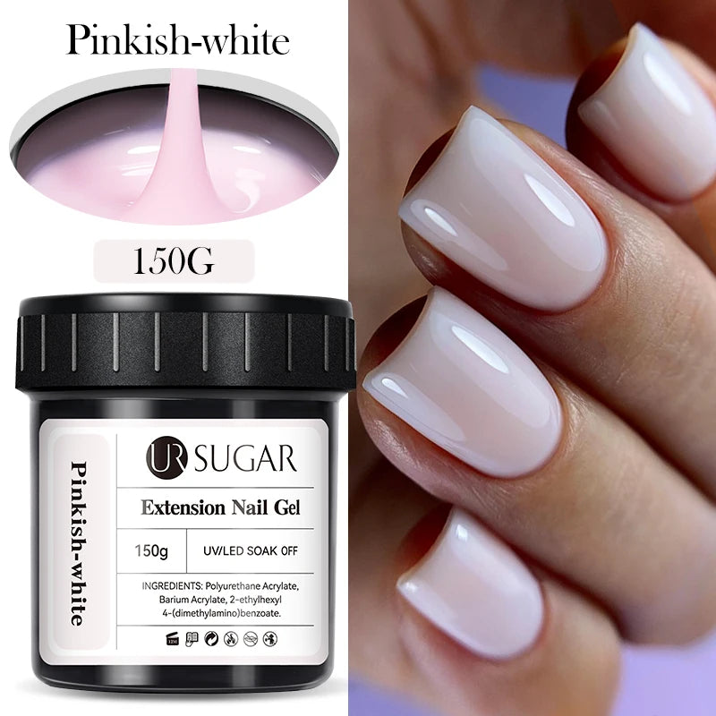 UR SUGAR 150g Jelly Gel Nail Extension Gel Milky White Nude Pink Quick Building UV Nail Hard Gels Self Leveling Construction Gel