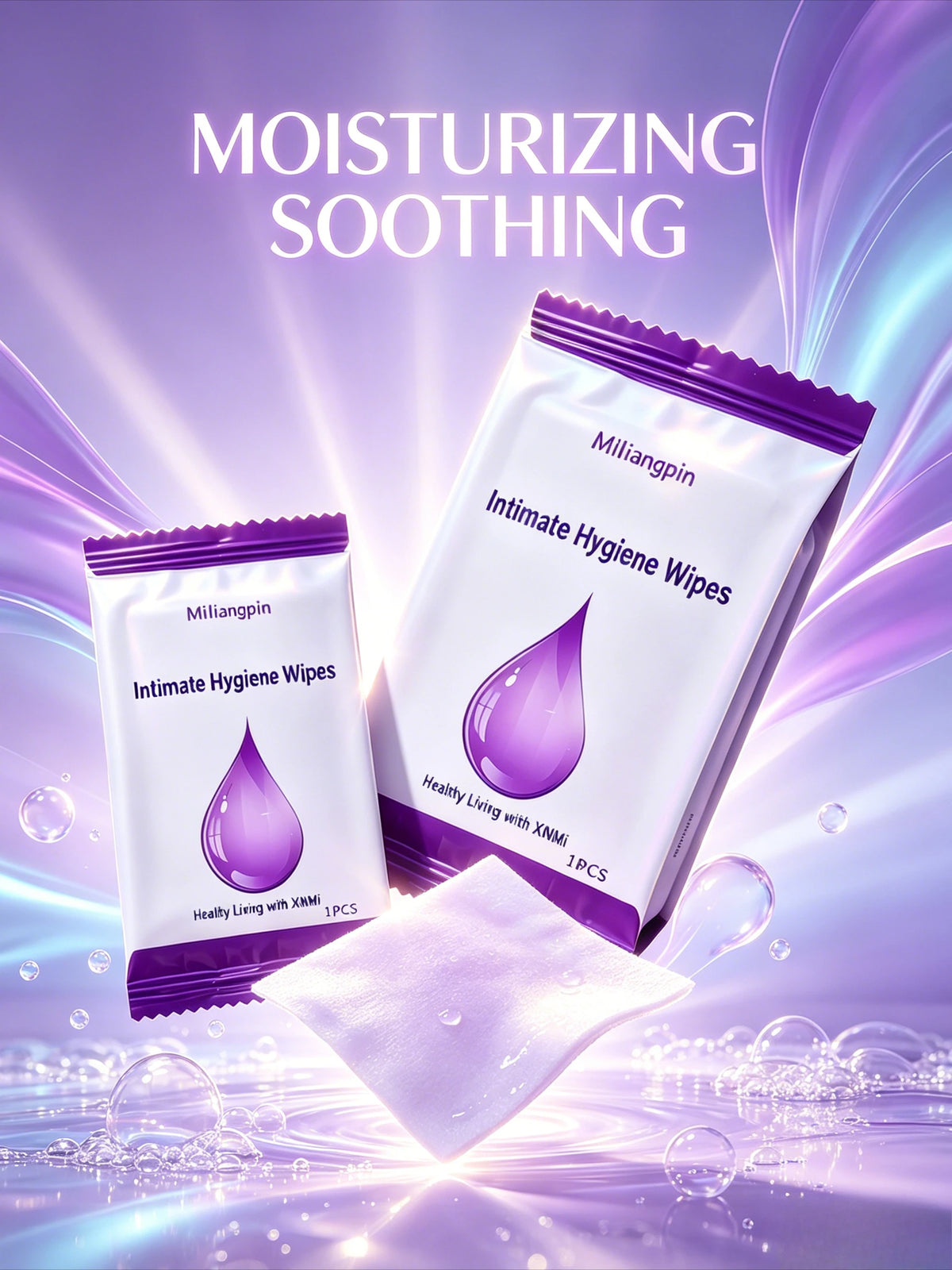 Portable independent single-pack feminine intimate wipes; sports; period cleaning and soothing; daily intimate care essentials