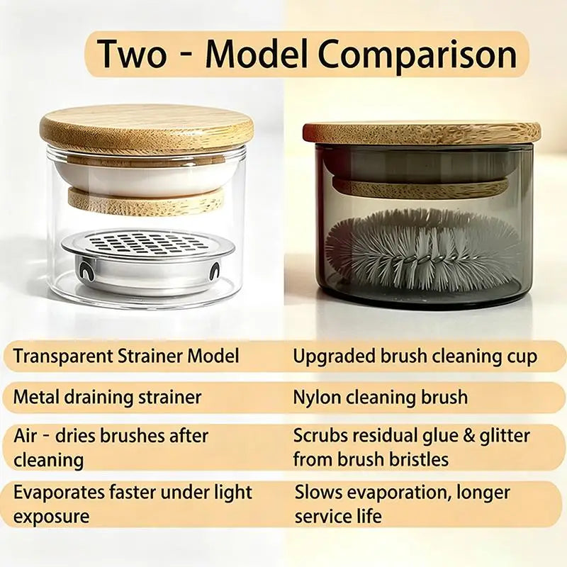 Professional Brush Cleaner Cup 1 Set with Stiff Bristle Brush Smooth Wash Cup for Salon Makeup Artists Nail Technicians