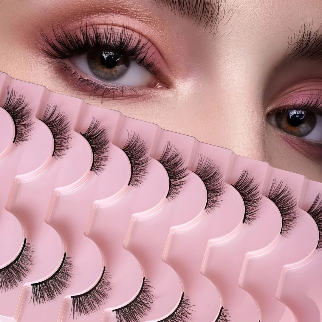 10 Pairs Black Band Cat Eye False Eyelashes Natural Breathable Reusable For Daily Halloween Christmas Black Friday