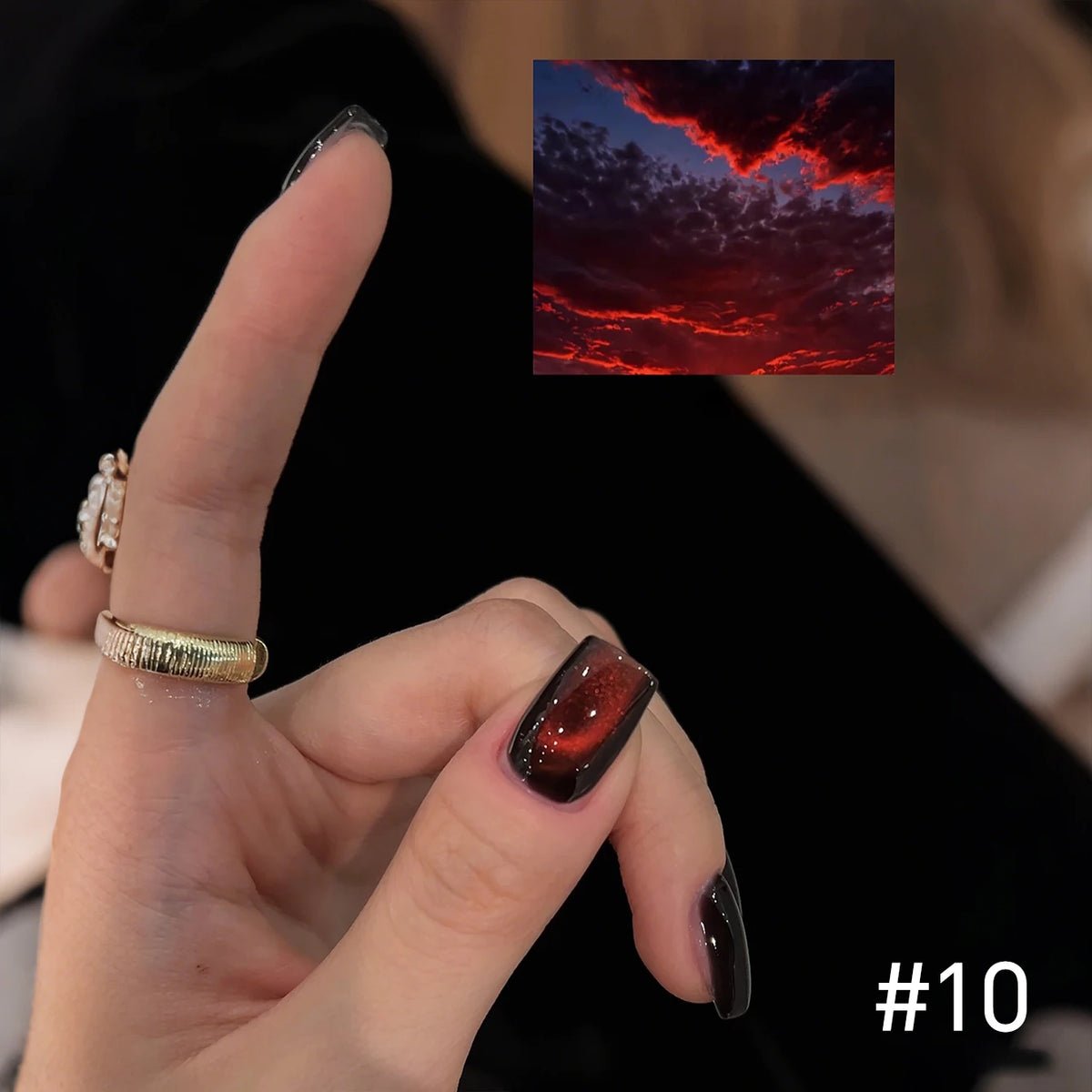 10ML 1-10pcs Christmas Red Nails Gold Black Nails Fiery 10-Color Glass Bead Cat Eye Gel Nail Polish Fine Powder Super Shimmering