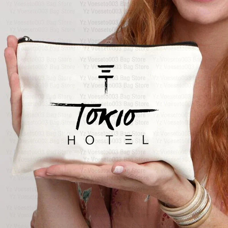 Tokio Hotel Canvas Makeup Cosmetic Party Lipstick Bags Travel Toiletry Pouch School Supplies Pencil Pouchs Teacher Gift Wash Bag