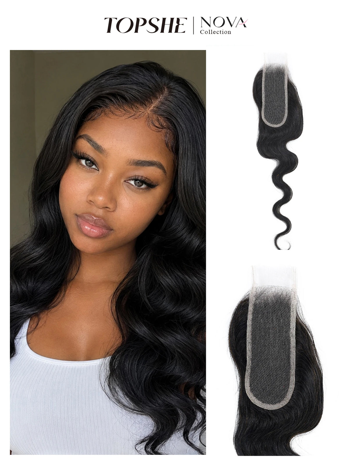 TOPSHE 100% Human Hair Topper 14" Body Wave Swiss Lace Base Clip in Toupee for Women Thinning Hair Loss Volume Natural Black