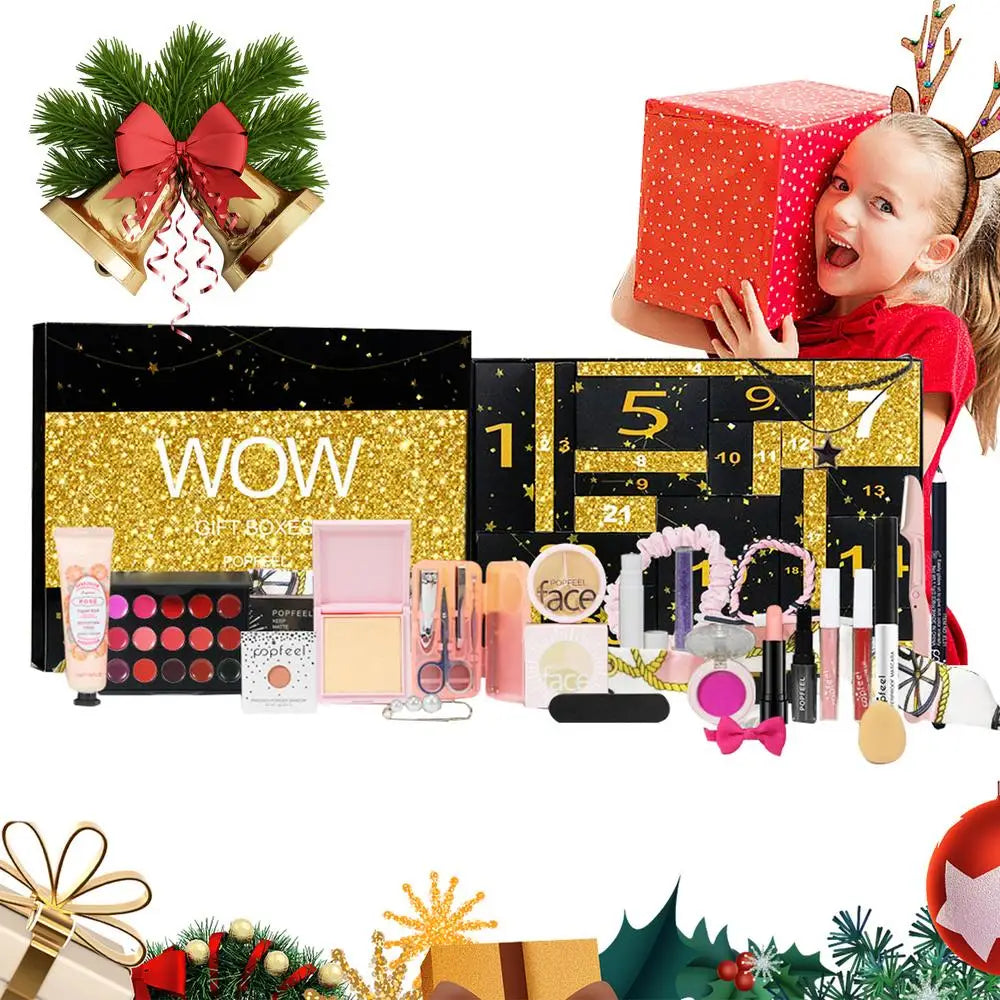 Christmas Advent Calendar Makeup Set Gift Box Christmas Lipstick Eyeshadow Cosmetics Set Party Makeup Gift Box For Women female