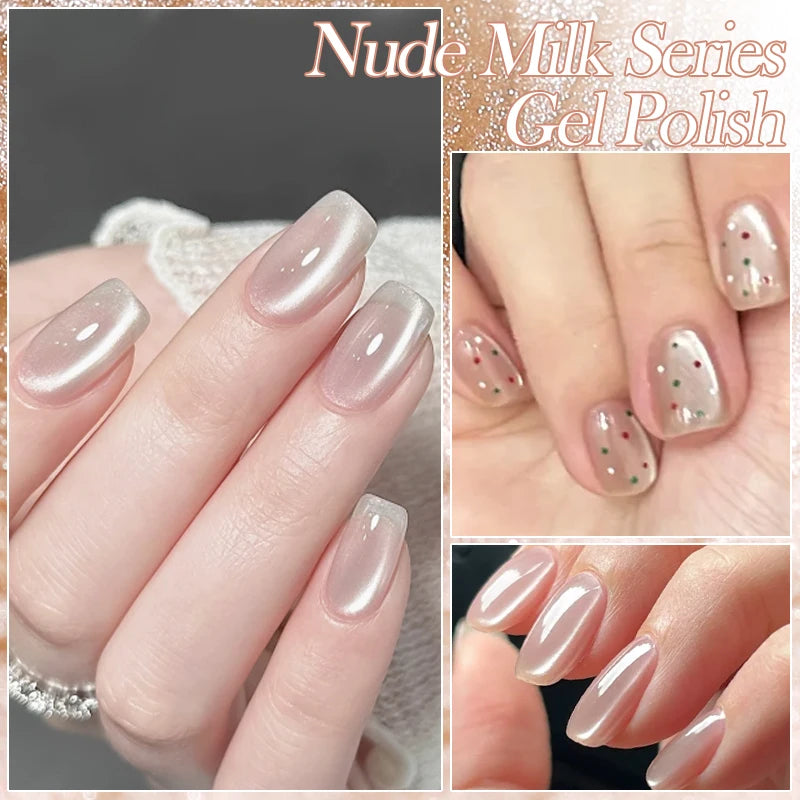 BORN PRETTY Water Light Cat Magnetic Gel Nail Polish Nude Milk White Jelly Color Semi Permanent Soak Off UV LED Gel Varnish DIY