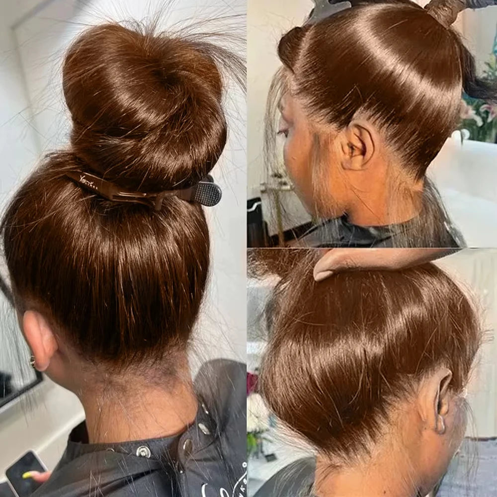 Hidden Invisible Strap 360 Full Hd Lace Glueless Wig Straight Chocolate Brown Lace Front Wigs Human Hair 360 Frontal Wig