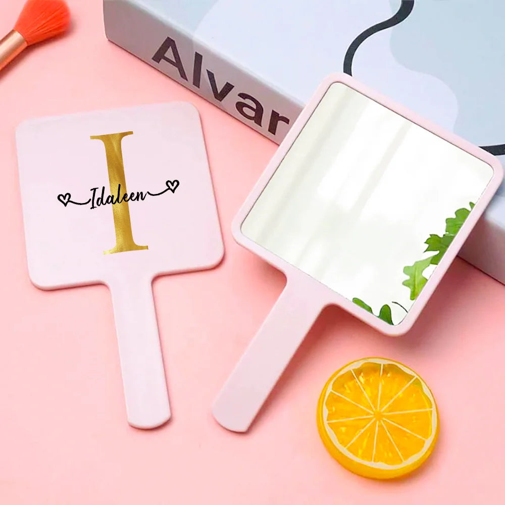 Customized Name Handheld Makeup Mirror Portable Vanity Mirror Personalized Compact Mirror Beauty Tools Engraved for Travel Use