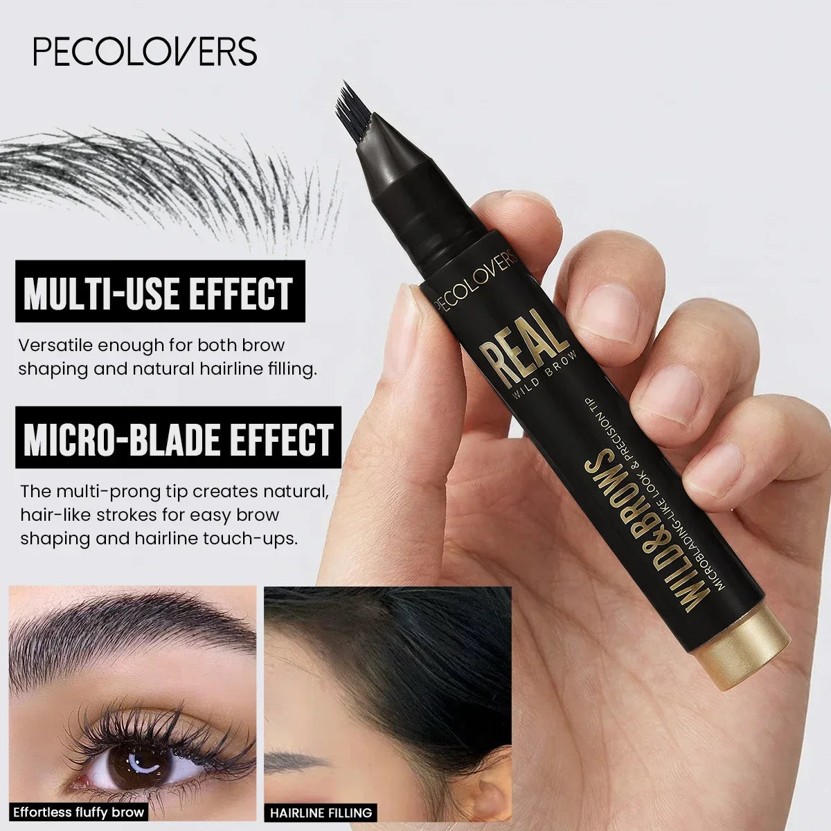 1Pc Waterproof Liquid Eyebrow Pencil,3D Wild Waterproof & Sweatproof Eyebrow Pencil,Perfect Gift for Christmas Makeup