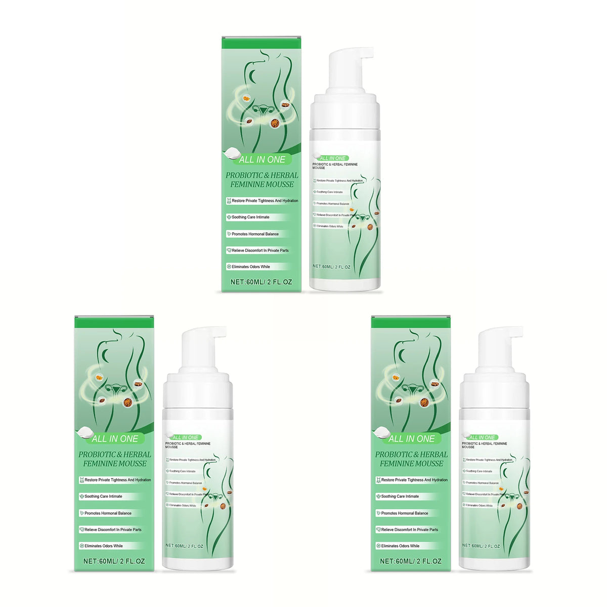 Herbal Women Private Part Care Mousse Gentle Cleanse Reduce Odor Ph Balance Anti-Itching Hydrating Feminine Hygiene Care Product