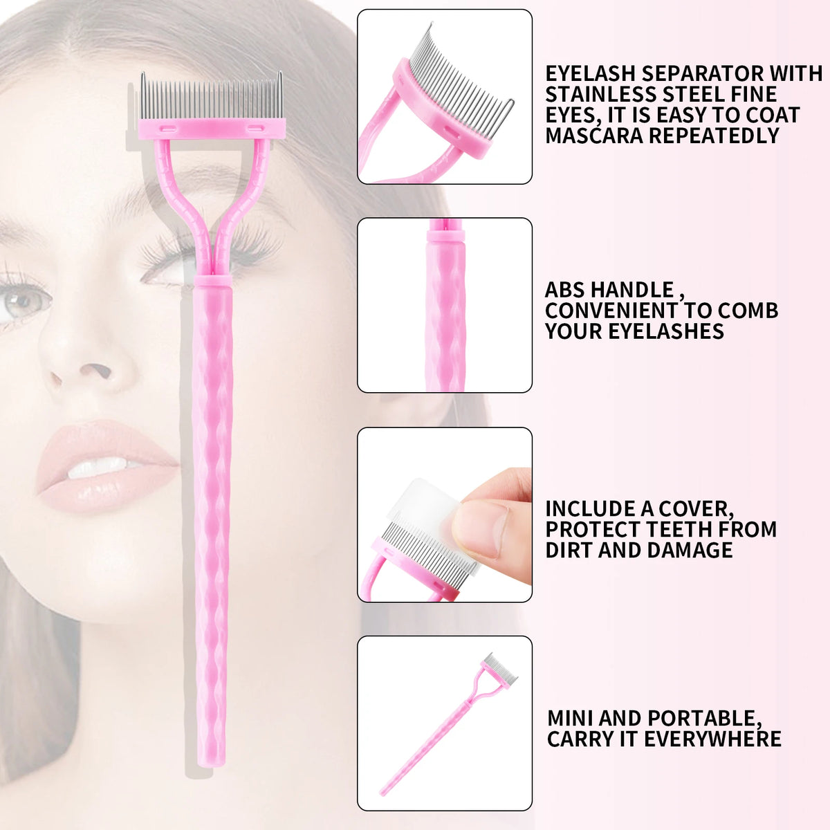 6Pcs Eyelash & Eyebrow Makeup Tools Kit Eyelash Curler Dual End Brow Brush Lash Comb Spoolie Applicator