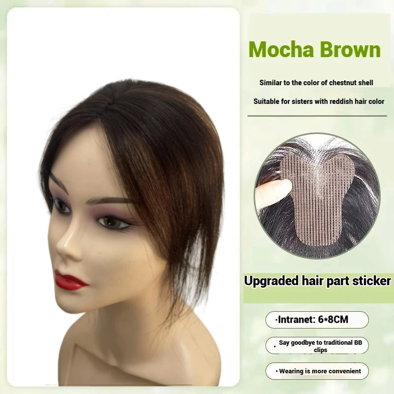 Magic Paste Hair Topper for Women Invisible Natural Looking Human Hair Bangs Fringe No Clip Design Covers Hair Loss
