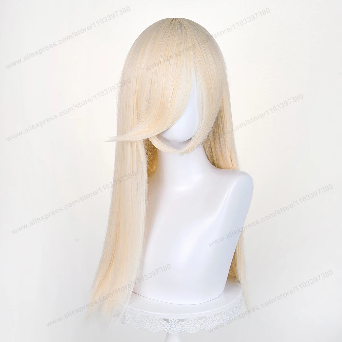 60cm Long Straight Cosplay Synthetic Wig With Bangs Golden Yellow Green Blonde Purple Heat Resistant Hair Anime Wigs + Wig Cap