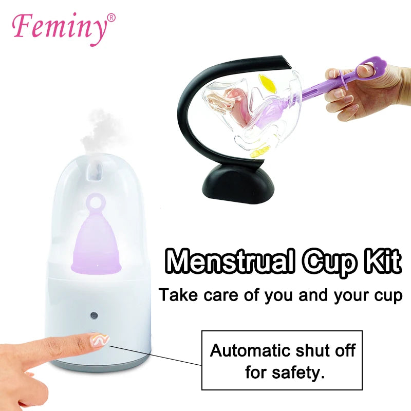 Certified Cup Kit Steam Sterilizer Applicator Reusable Soft Silicone Lady Cup Sterilization Women Health Care Feminine Hygiene