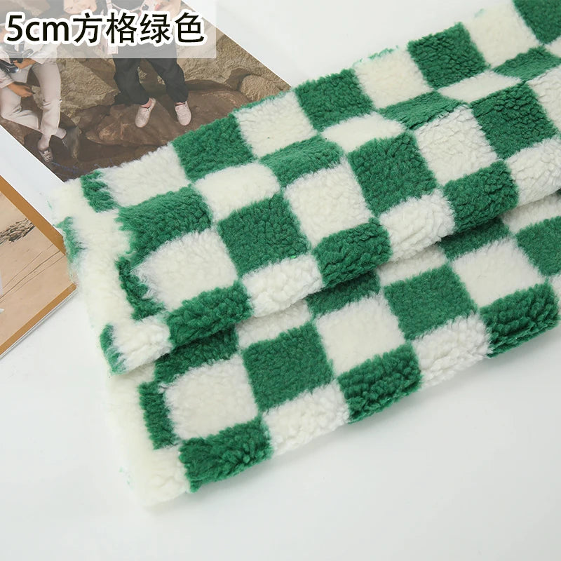 Thickened Short Hair Plush Fabric By The Meter for Needlework Autumn Coat Hoodies Dolls Diy Sewing Cloth Warm Soft Bear Plaid