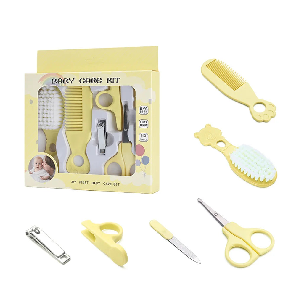 Baby Grooming Kit 6-Piece, Anti-Pinch Nail Clipper, Soft Hair Brush, Newborn Daily Care Comb, Great Helper for Mom