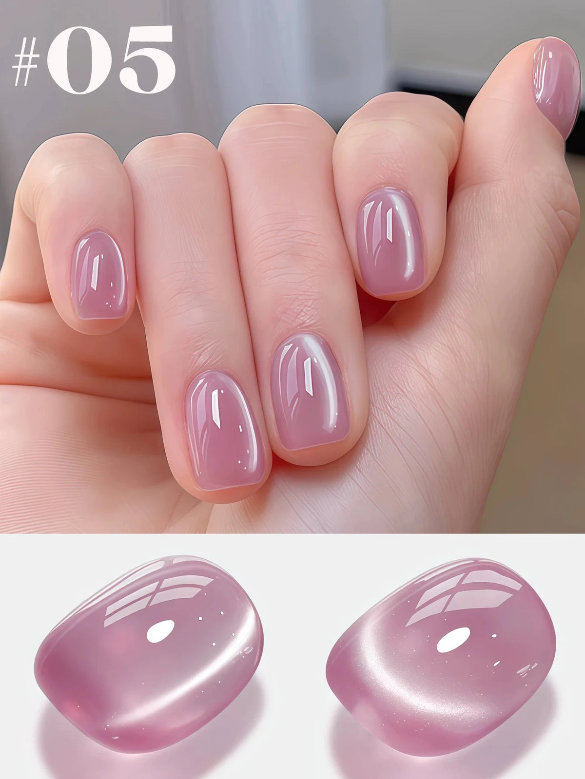 MN 10ML 1-16PCS Moonlight Ballet Magnet Cat Eye Nail Polish Gel Nude Pink Style With Gold Glass Beads Cat Eye Look Nail Polish