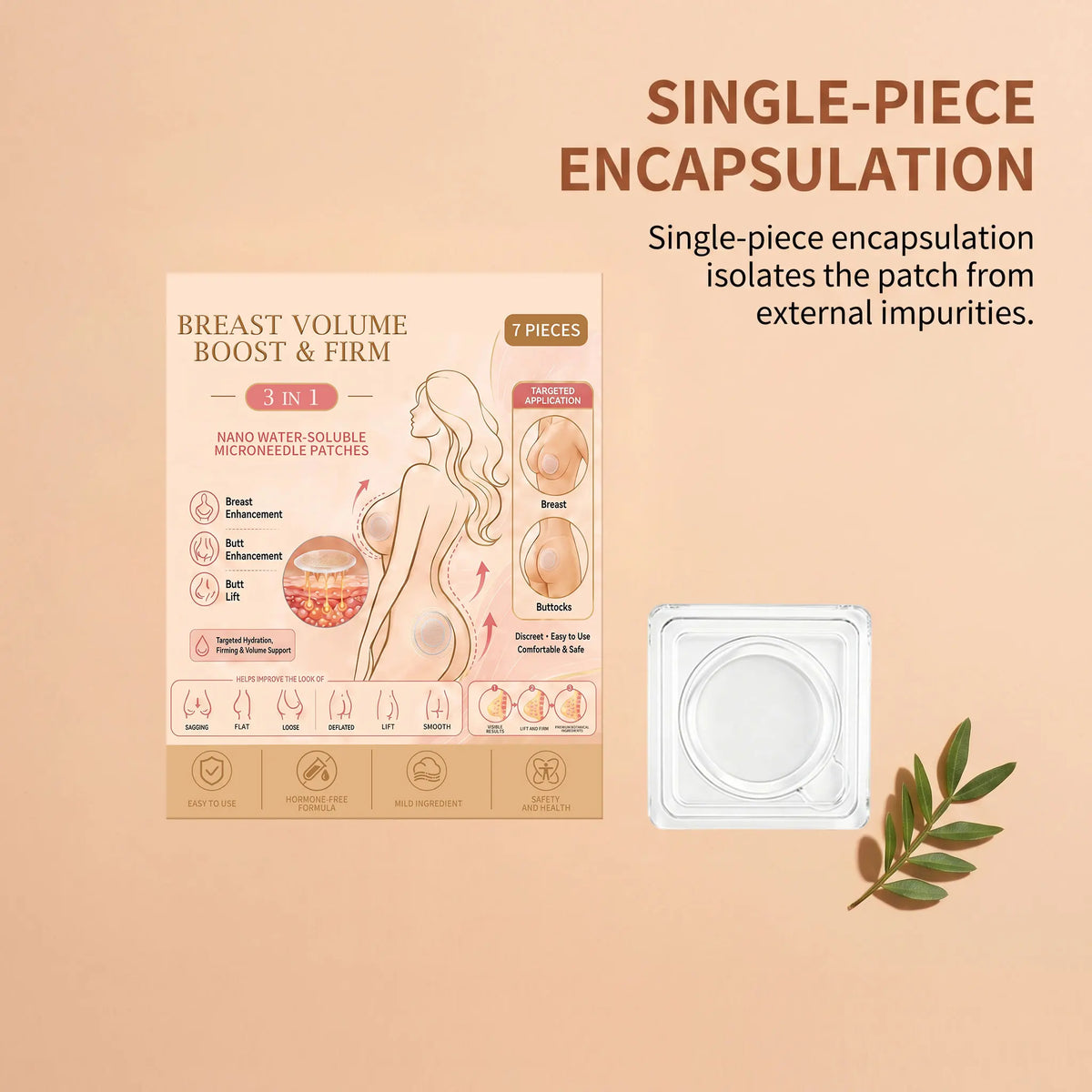 Body Care Patch Bust Hip Targeted Skin Hydrating Supply Improve Skin Smoothness Flexible Breathable Material Mild Adhesive
