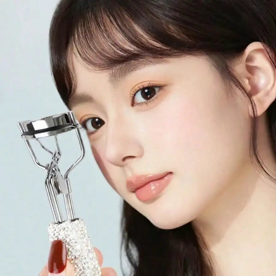 Rhinestone Decor Sunflower Eyelash Curler, Long-Lasting Curl Lash Tool, Fashion Portable Makeup Accessory