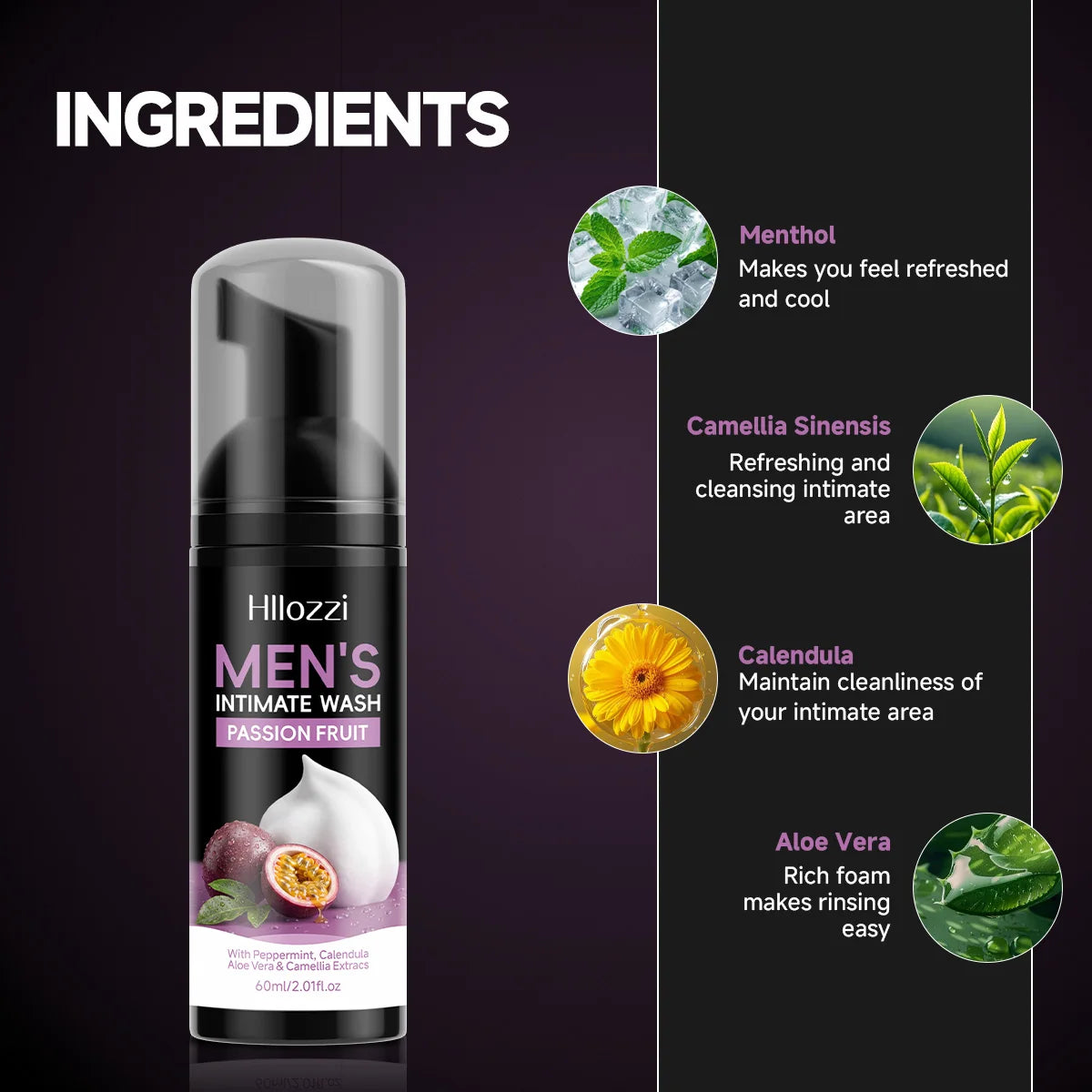 MEN'S INTIMATE WASH PASSION FRUIT，Long-lasting deodorizing men's wash foam, gentle cleanses and moisturizes, men's personal care