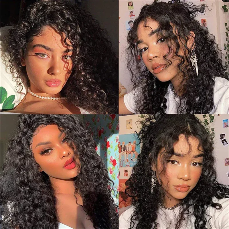 Water Wave Human Hair Wigs With Bangs For Women Full Machine Made Wigs Cheap Brazilian Remy Hair Wigs