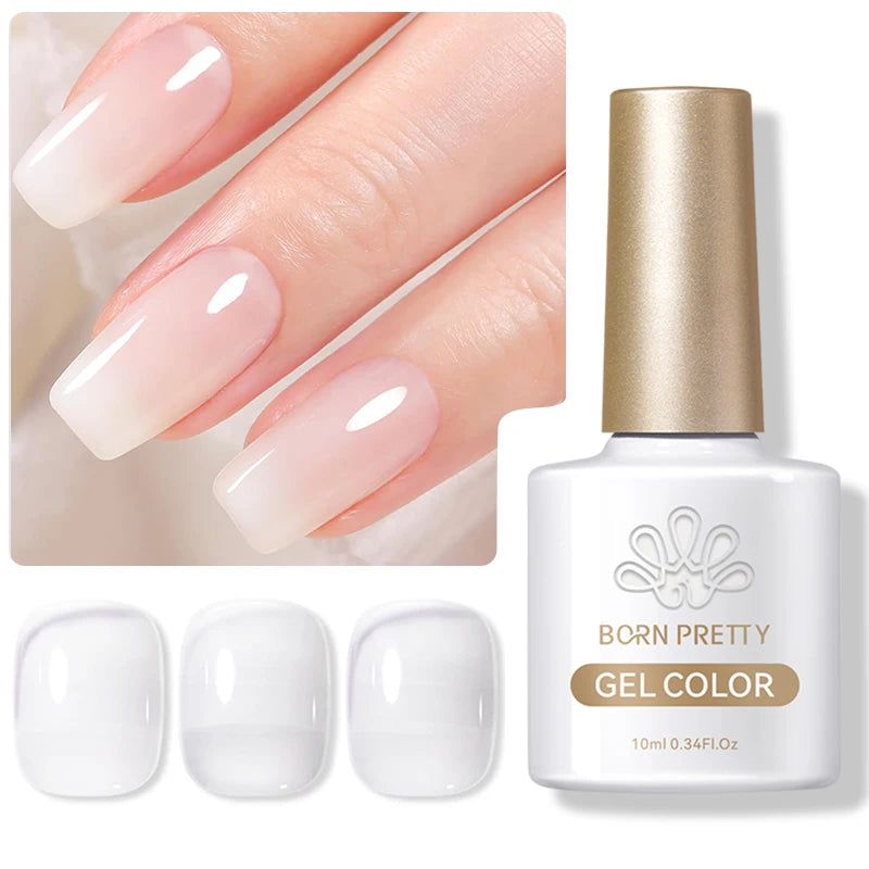 BORN PRETTY Jelly Nude Gel Nail Polish 10ml Light Pink Peach Translucent Color UV Light Cure Gel Varnish Nail Art DIY at Home