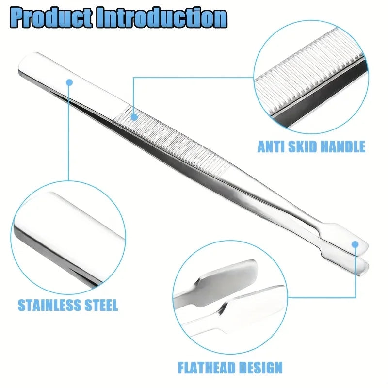 1/2 Pcs Stainless Steel Stamp Tweezers Stamp Collection Tools Flat Wide Tip Precision Tweezers Ideal for Collecting Stamps