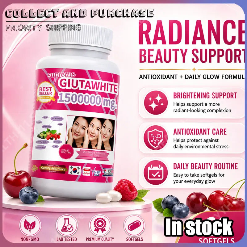 1500000mg Glutathione Capsules with Vitamin C Biotin Zinc Acerola Cherry for Whitening Skin Boost Up Tighten Pore 60 Count