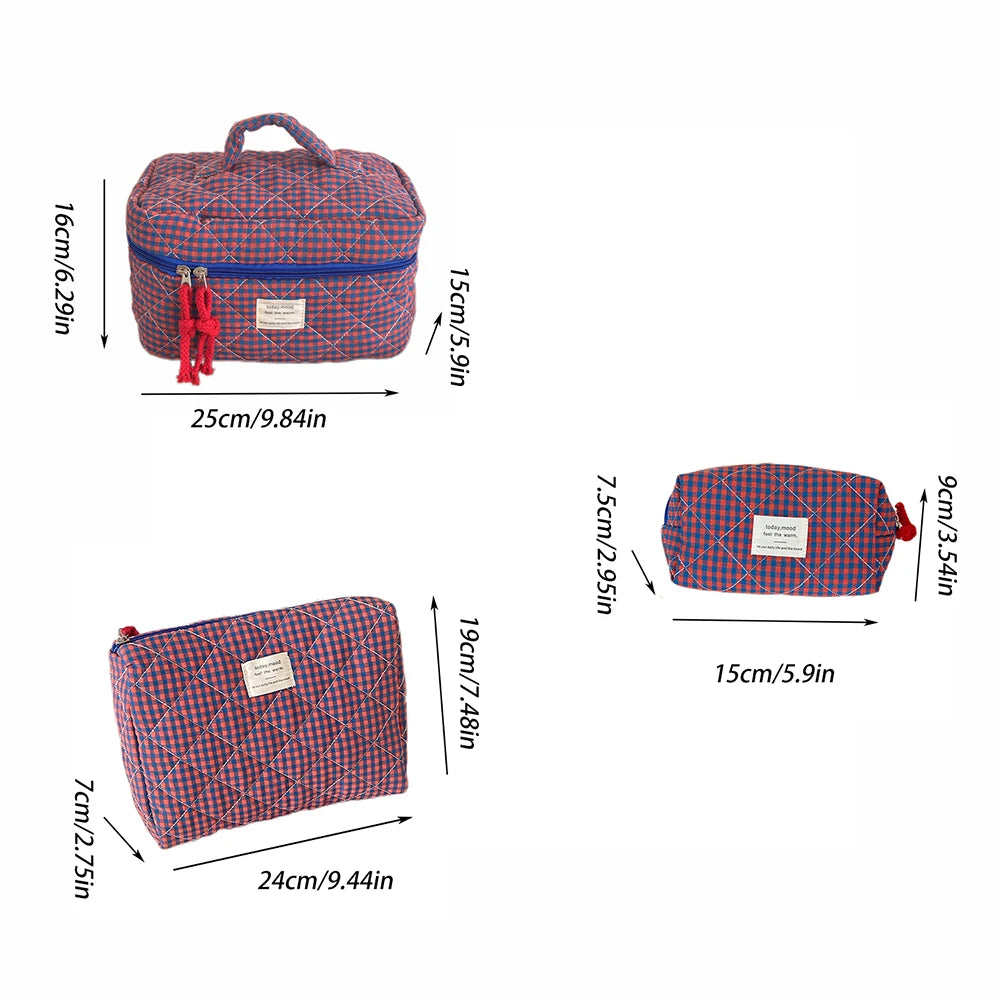 Wholesale 3 Bags Set Fashion Women Classic Cosmetic Bag Large Capacity Toiletry Makeup Organizer Pouch Ladies Zipper Quilted Bag