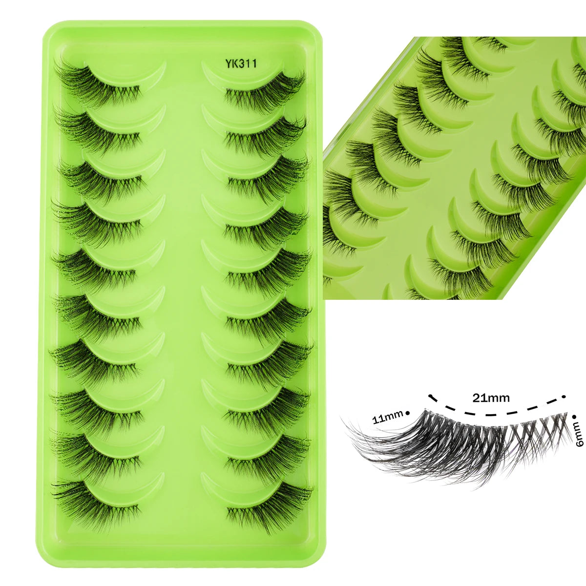 6/10 Pairs Half Lashes 3D Mink Lashes Faux Mink Fluffy Lash Soft Full Thick Wispy Eyelash Dramatic False Eyelashes Makeup