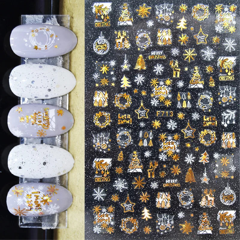 3d Nail Art Stickers Winter Christmas Trees Snow Mountains Xmas Snowflakes Decals For Nails Decoration Manicure Salon Beauty