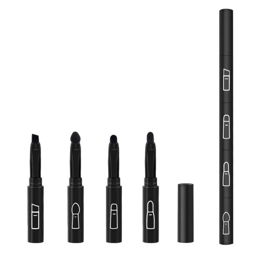 Travel Size 4 In 1 Makeup Brush Portable With Plastic Handle Eyeshadow Lip Brush Multi-use Makeup Tool