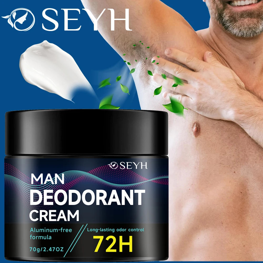 SEYH Men's Antiperspirant Deodorant Cream - 72-Hour Freshness with Mint & Hyaluronic Acid Suitable for All Skin Types Low Allerg
