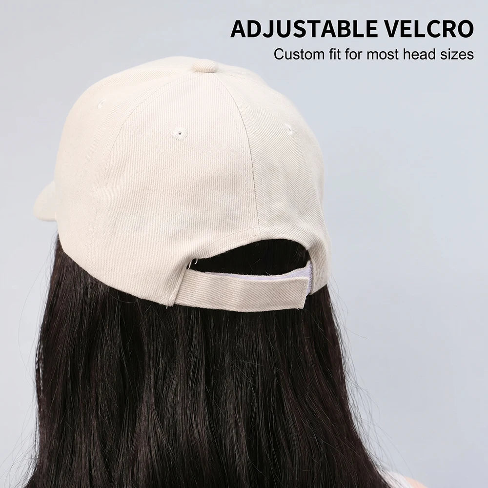 20" Beige Baseball Cap Wig Water Wave Hat Hair Extensions One-Piece Synthetic Hair Women Natural Heat Resistant Daily Outdoor