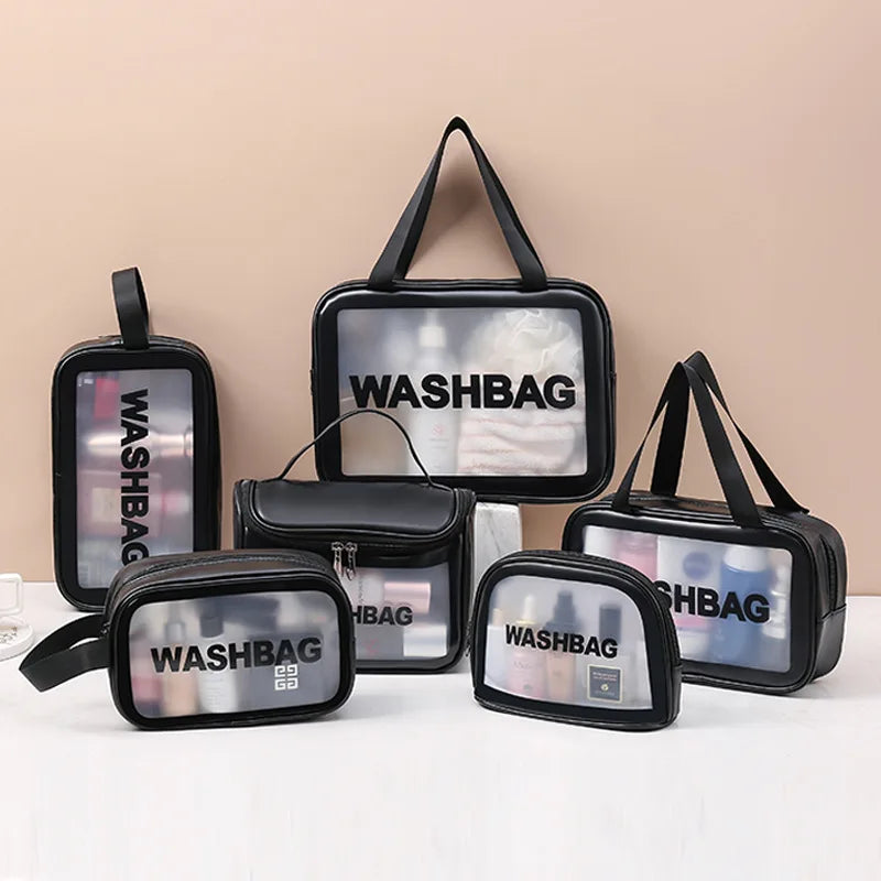 New Transparent Makeup Bag Set Toiletry Organizer Washbag for Women Portable Toiletries Pouch Travel Essential Cosmetics Bag