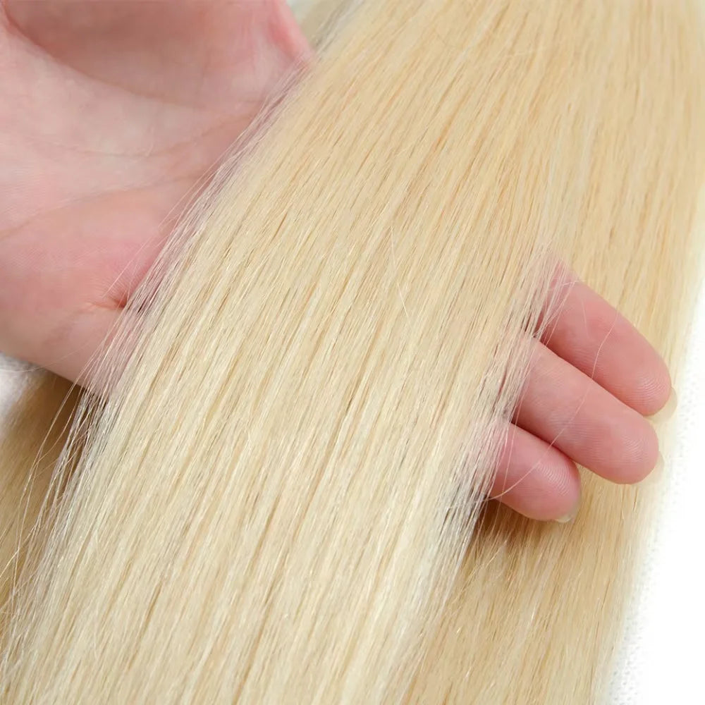 Human Hair Wigs 613 Blonde Colored Straight Short Bob 220% Density 13x6 Full Frontal HD Transparent Lace Pre-plucked 8-14 Inch
