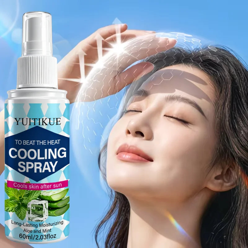 YUITIKUE Cooling Spray, Refreshing Aloe Mint Mist, After Sun Skin Moisturizer for Summer Outdoor Daily Body Skin Care