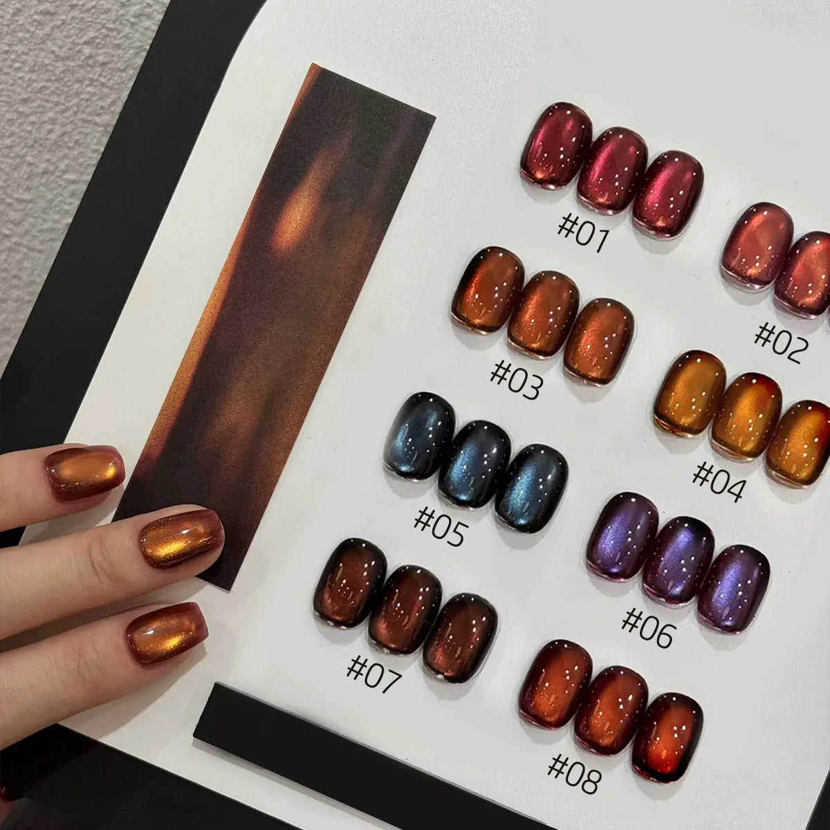 10ML 1-10pcs Christmas Red Nails Gold Black Nails Fiery 10-Color Glass Bead Cat Eye Gel Nail Polish Fine Powder Super Shimmering