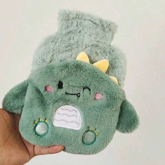 Cute Cartoon Plush Hot Water Bottle, Removable Plush Cover Thick Explosion‑proof PVC Hot Water Bag Hand Warmer for Winter