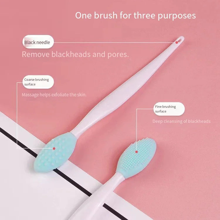 1-5pcs Skin Care Lip Exfoliating Facial Cleansing Face Scrub Nose Brush Blackhead Remove Silicone Double-Sided Skin Care Tool