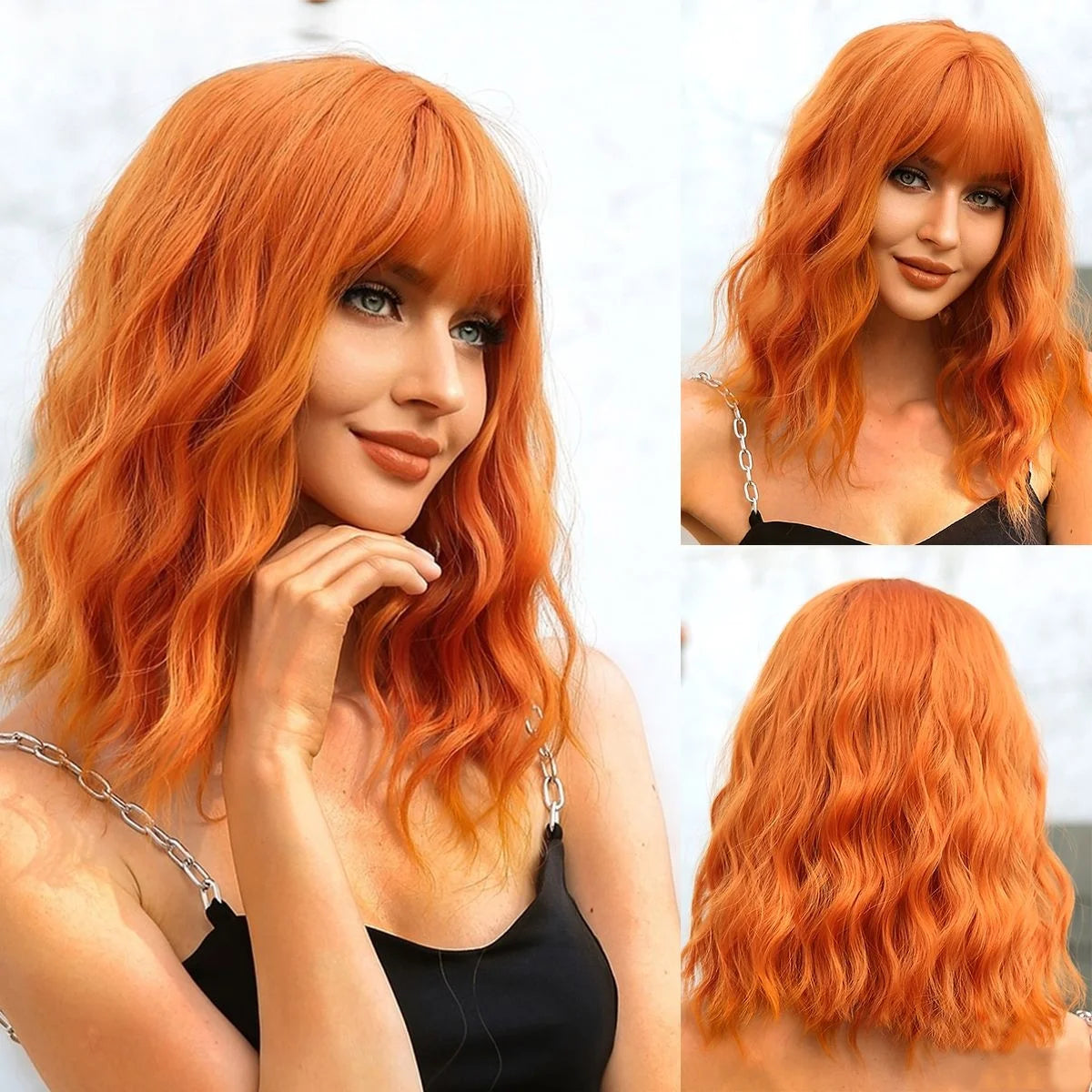 HENRY MARGU Light Green Curly Synthetic Wigs Long Colorful Wig with Bangs Heat Resistant Fiber for Cosplay Party Women Girls Use