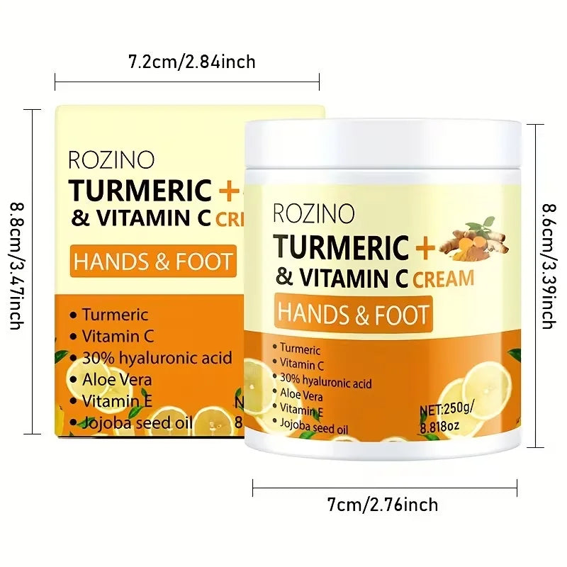 【Ultra Anti-Cracking】250G Turmeric Cracked Hand and Foot Care Cream - Anti-Cracking Repair Cream, Highly Moisturizing and Nourishing, Light Beige Color. Can Be Used on Dry Areas Such as Hands, Back of Feet, Ankles, Elbows