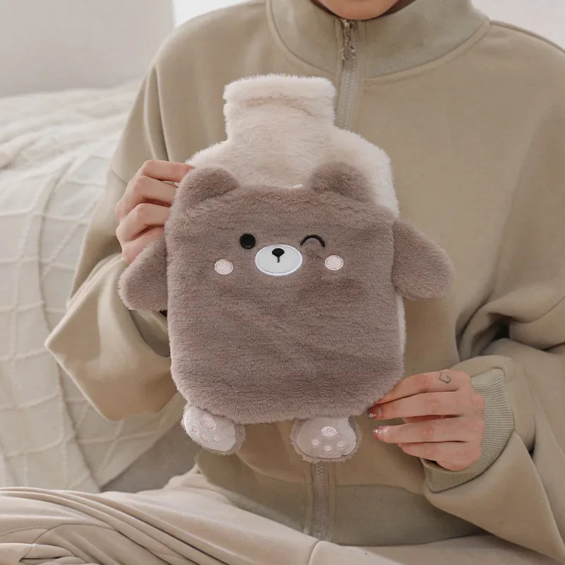 Kawaii Hot Water Bags Cute Plush Rubber Hand and Foot Belly Warmer Explosion-proof Hot Water Bottles for Women Period Pain