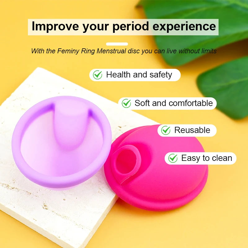 Feminy Menstrual Disc Kit Medical Grade Reusable Soft Silicone Period Disc with Sterilizer Case Applicator Leakproof Monthly Cup