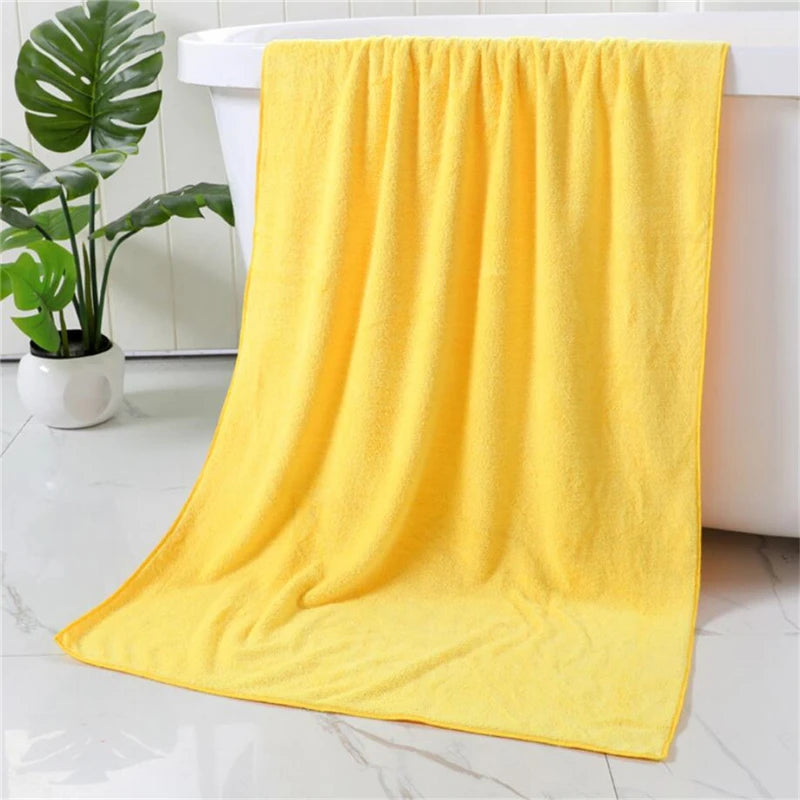 Soft Towel Bath Washing Cleaning Swimming Bathing Tools Dry Hair Water Absorbent Double-Sided Coral Velvet Microfiber Towel